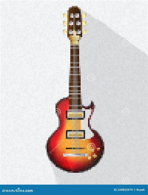 Pixel Art Electric Guitar Stock Vector Illustration Of Mosaic 239853979