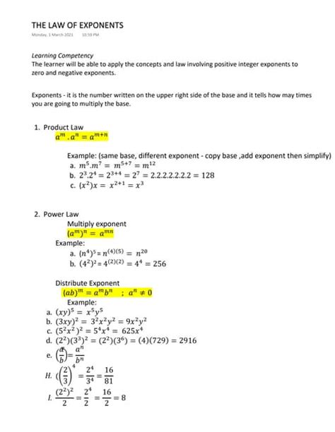 Laws Of Exponent Pdf