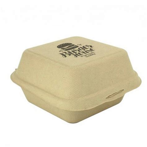 Cajas Para Hamburguesas Fibra Kraft 10x10x8cm Personalizada 1 Tinta