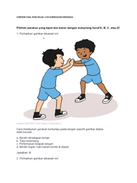 Contoh Soal Pjok Kelas 1 Sd Kurikulum Merdeka Pdf