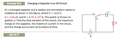 Solved An Uncharged Capacitor And A Resistor Are Connected Chegg