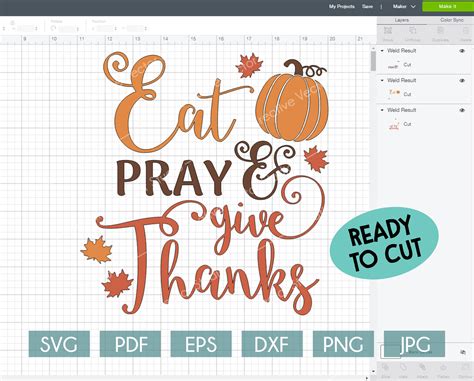 Eat Pray Give Thanks Svg Thanksgiving Svg Creative Vector Studio