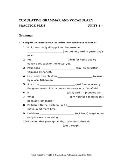 Answer Key To Cumulative Grammar And Vocabulary Practice Plu Doc