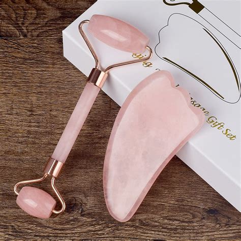 Natural Rose Quartz Facial Massage Tools Rose Quartz Roller Etsy