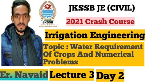 Jkssb Je Civil Pwd Jal Shakti Lecture Water Requirement Of