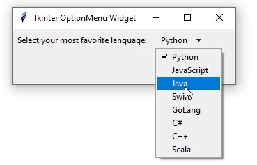 Tkinter Optionmenu Python Tutorials