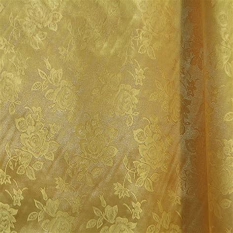 Gold Satin Floral Jacquard Fabric 58 Inches Wide Sold By The Yard Buy