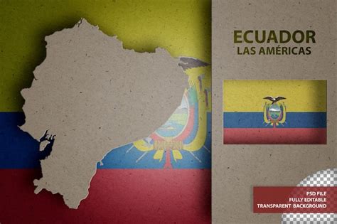 Ilustração infográfica do mapa e da bandeira do equador PSD Premium