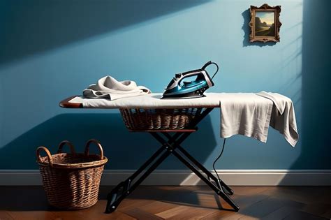 Premium Photo Iron On Ironing Board With Linen For Ironing