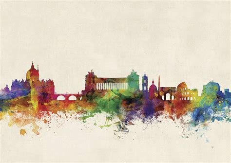 Rome Watercolour Skyline