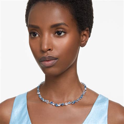 Buy Swarovski Gema Necklace Mixed Cuts Blue Rhodium Plated