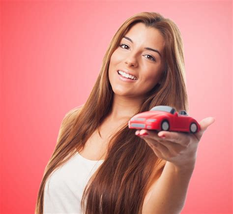 Free Photo Beautiful Woman And Toy Car