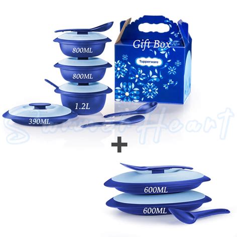 Tupperware Royale Blue Petit Serveware Set With Gift Box Serving