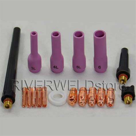 TIG Kit Back Cap Collet Body Long Ceramic Cup For Tig Welding Torch