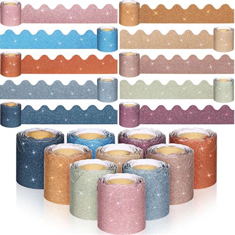 10 Roll 196 8ft Colorful Glitter Bulletin Board Borders Glitter