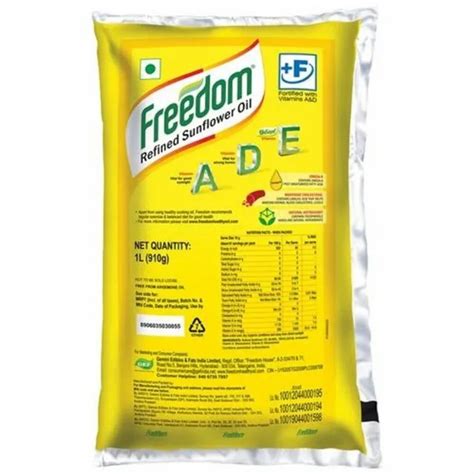 L Freedom Refined Sunflower Oil Packaging Type Packet At Rs