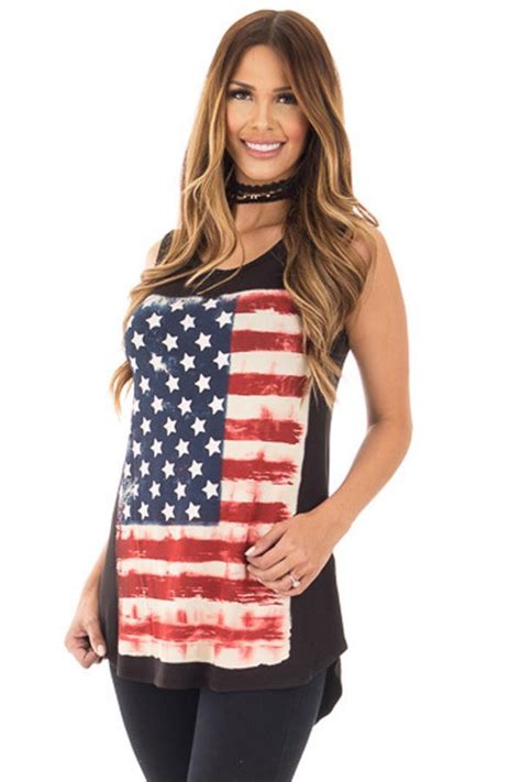 Hualong Loose Women American Flag Tank Top Online Store For Women Sexy Dresses