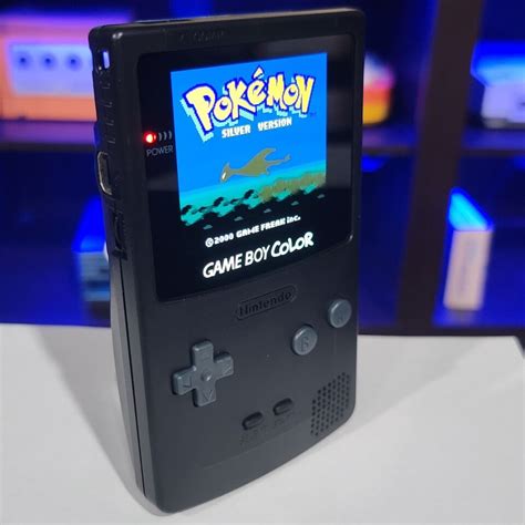 Black Gameboy Color Console Oled Touch Screen Gbc Game Boy Ebay