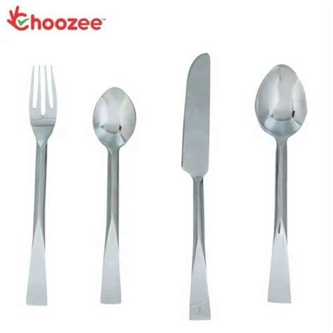 Choozee Silver Handmade Cutlery Set Of 24 Pcs Rod Press Design For