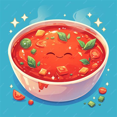 Premium Vector Steamy Bowl Of Tomato Soup Cartoon Vibe