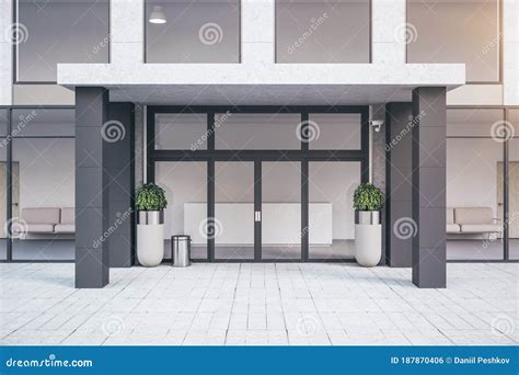 Front View Of Entrance Of Modern Office Building Stock Illustration