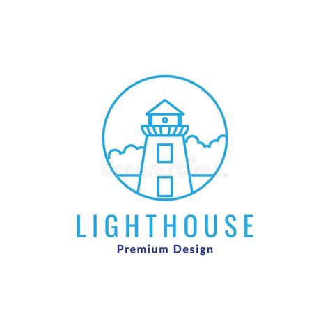 Circle Line With Lighthouse Minimalist Logo Design Vector Graphic