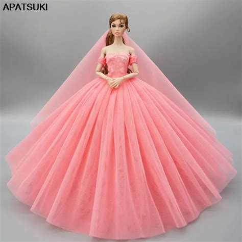 Pink Wedding Dress Barbie Doll Clothes Princess Party Gown Aliexpress