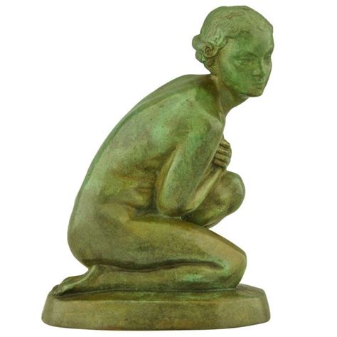 Art Deco Bronze Of A Kneeling Nude By Lucien Alliot Deco Bronzes Antique Sculpture Art Deco