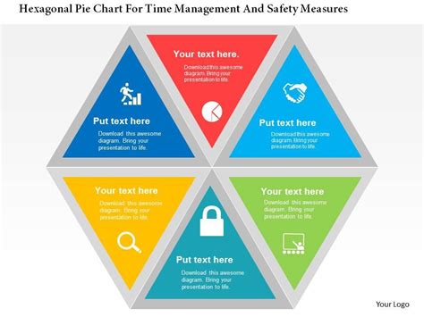 Hexagonal Pie Chart For Time Management And Safety Measures Flat