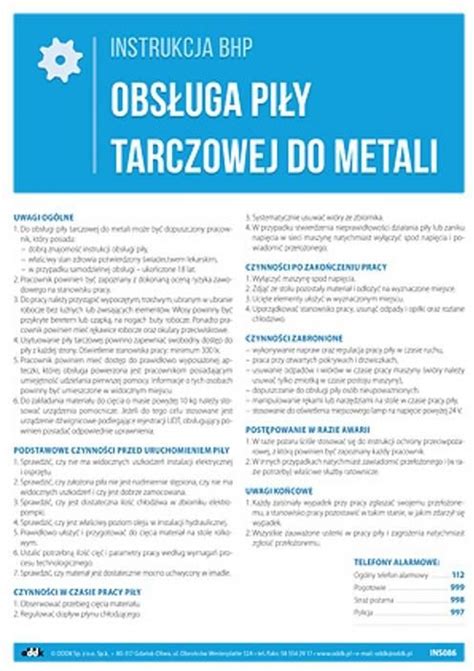 Oddk Instrukcja Bhp Obsługa Piły Tarczowej Do Metali Ceny i opinie