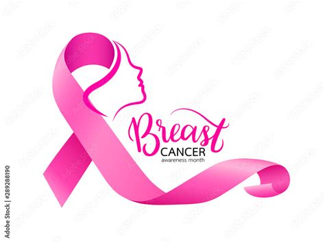 Woman Face In Pink Ribbon Breast Cancer Awareness Month Campaign Icon