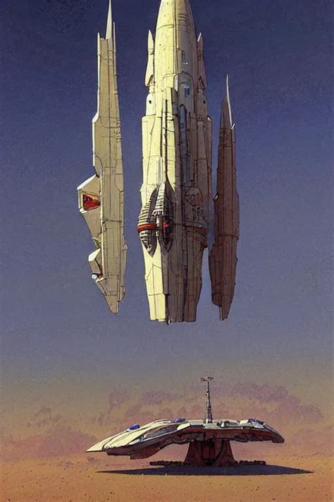 Spaceship Painting By Jean Giraud Greg Rutkowski Stable Diffusion