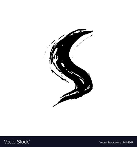 Letter S Handwritten By Dry Brush Rough Strokes Vector Image