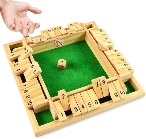 EKKONG Shut The Box Holztisch Brettspiel mit würfel Klassisch