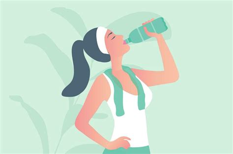 Woman Drinking Water Bottle Vector Illustration Healthy Lifestyle Concept 28193966 Vector Art