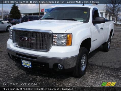 Summit White 2009 Gmc Sierra 2500hd Work Truck Regular Cab 4x4 Dark Titanium Interior