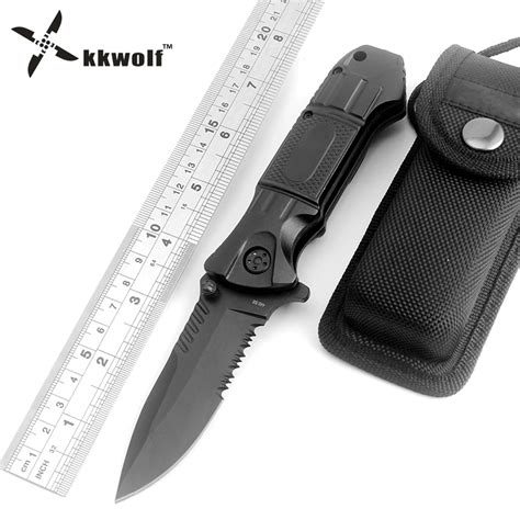 Kkwolf High Quality Tactical Knife Walther 440c Blade Nylon Sheath Survival Hunting Camping