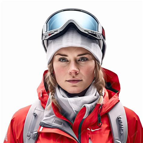 Premium Photo Portrait A Alpine Skier Woman In Sportswear Isolated