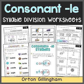 Consonant Le C Le Syllable Division Worksheets Puzzles Orton