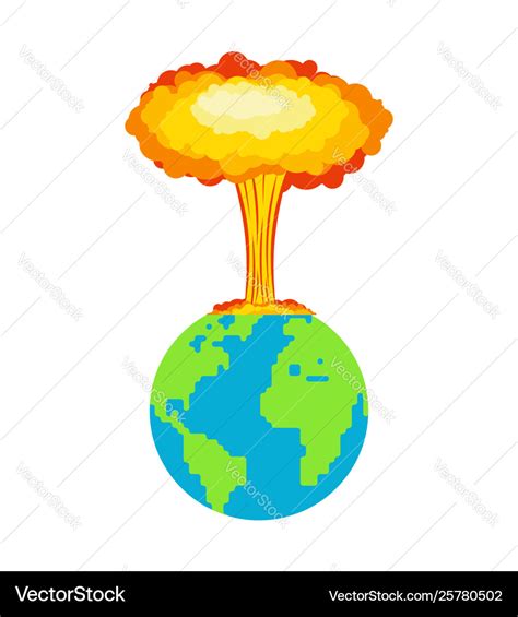 Nuclear explosion on planet earth war in world Vector Image