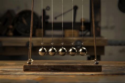 Premium Photo | A wooden table with a metal pendulum suitable for ...