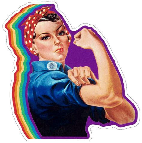 Rainbow Rosie The Riveter Small Bumper Sticker Rainbow Rosie Photo