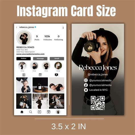 Photographer Instagram Business Card Diy Canva Business Card