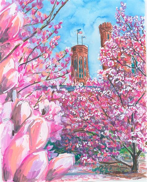 Original Painting Of The Magnolias At Smithsonian Castle By Cris Clapp