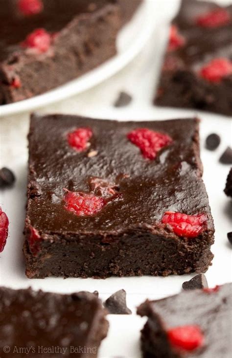 Healthy Small Batch Fudgy Dark Chocolate Raspberry Brownies Amys