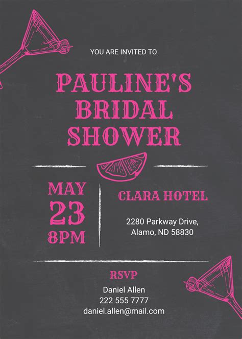 Free Chalkboard Bridal Shower Invitation Template Edit Online