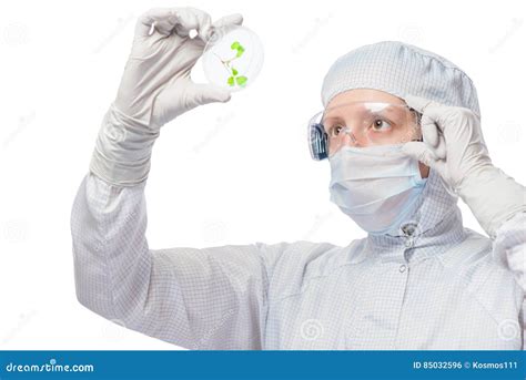 Portrait Of Biologist Woman Putting Medical Glasses Looking Into Camera