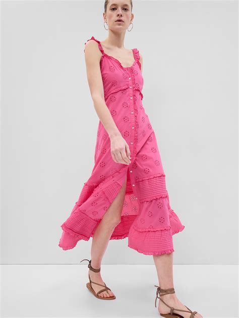 Ruffle Hem Eyelet Maxi Dress Gap