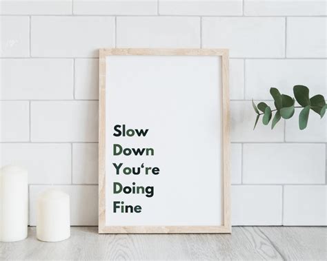 Slow Down Youre Doing Fine Feminist Art Girl Boss Green Wall Art