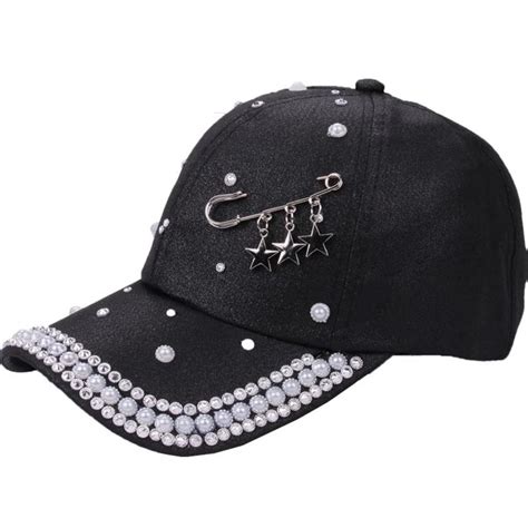 Adult Casual Spot Drilling Baseball Cap Women Black Baseball Hat 2018